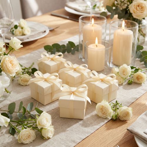 Fita de presente fita decorativa creme fita de cetim 6mm × 50m | Floristik24.pt