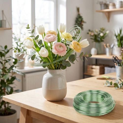 Fio de alumínio 2mm 500g, 60m verde menta - fio para artesanato, decoração, arranjos florais e modelismo. | Floristik24.pt