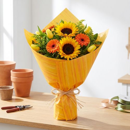 Punho de papel flor de papel amarelo laranja 37,5cm 100m | Floristik24.pt