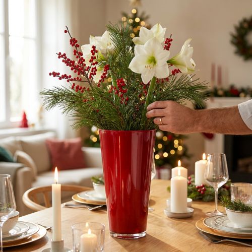 Itens Vaso “Fizzy” Ø20cm A35cm vermelho 1 peça