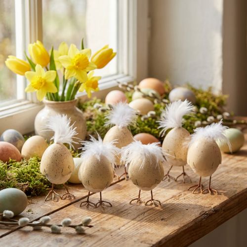 Itens Frango na casca de ovo clara, creme 6cm 6uds