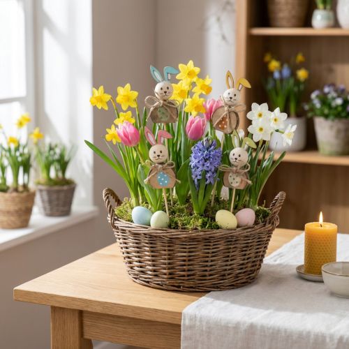 Itens Coelho da Páscoa de madeira, plugue de flor de Páscoa, plugue de coelho 8cm 8 peças