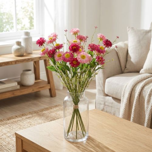 Rhodanthe Rosa - Buquê de Flores Artificiais de Seda Rosa, 46cm | Floristik24.pt