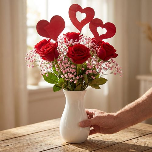 Itens Plugue de flor coração, decoração de madeira para colar, Dia dos Namorados, plug decorativo vermelho, Dia das Mães L31-33cm 24 peças
