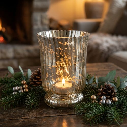 Suporte de vela de vidro lanterna tealight vidro Ø14.5cm H20cm | Floristik24.pt