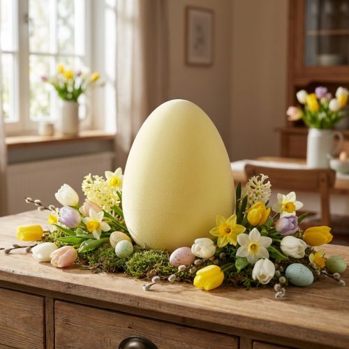 Itens Ovo de páscoa ovo de plástico amarelo claro flocado 25cm