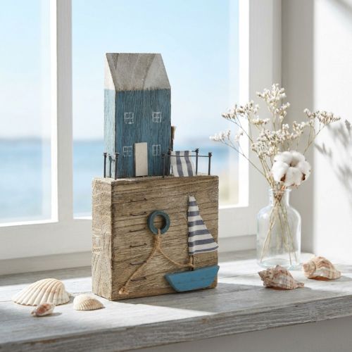 Decoração marítima em madeira passeio do porto Shabby Chic Alt.25,5cm | Floristik24.pt