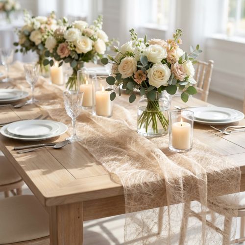 Caminho de mesa Deco fleece Sizoweb bege 30cm 5m | Floristik24.pt