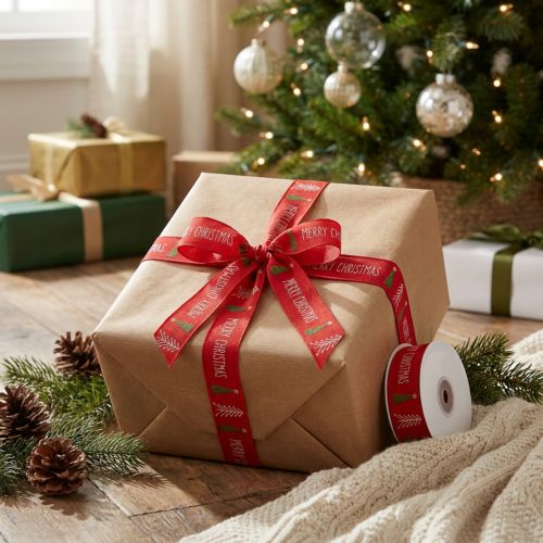 Fita para presente, fita de Natal, fita de Natal Feliz Natal 25mm 18m | Floristik24.pt