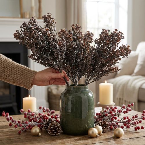 Plantas artificiais marrom decoração de outono decoração de inverno Drylook 38cm 3 peças | Floristik24.pt