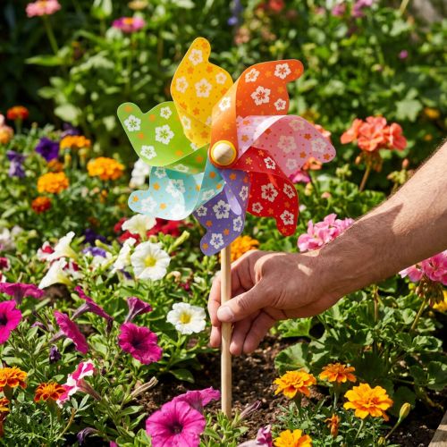 Itens Estaca de jardim catavento catavento decoração de jardim colorido Ø31cm Alt.75cm