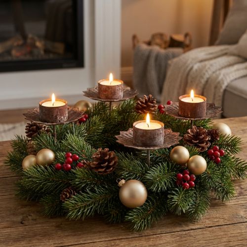 Suporte para velas vintage para velas para colar cinza Ø9cm H8,5cm 4 peças | Floristik24.pt
