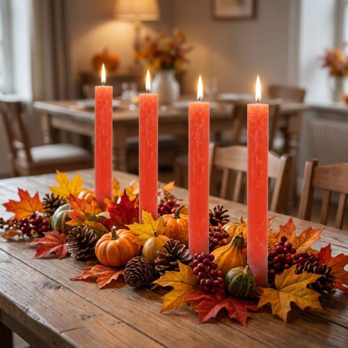 Velas cônicas laranja sólidas, 34 mm x 300 mm, 4 peças | Floristik24.pt