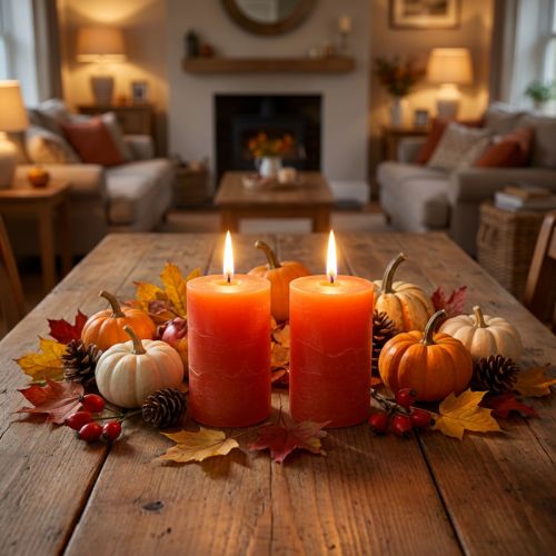 Velas coloridas laranja 60x80mm 4pcs | Floristik24.pt