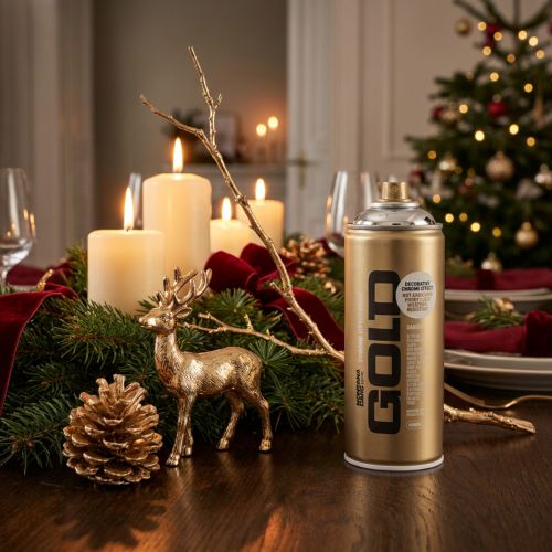 Itens Spray decorativo com efeito cromado prateado para uso interno, Montana Cans 400ml