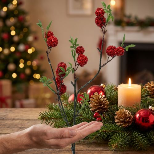 Ramo de baga ramo de Natal artificial amoras 63cm | Floristik24.pt