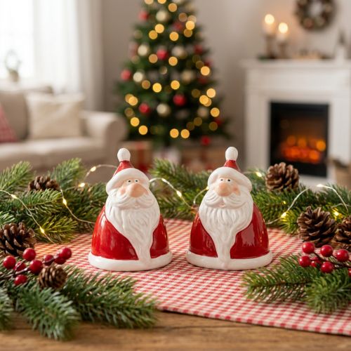 Estatueta de Papai Noel vermelha, 13 cm – Decoração natalina ideal para um ambiente festivo – 2 peças | Floristik24.pt