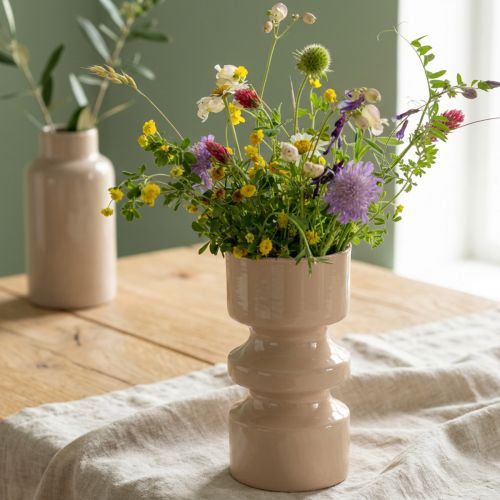 Vaso de flores em metal esmalte marrom cappuccino Ø9cm A17,5cm | Floristik24.pt