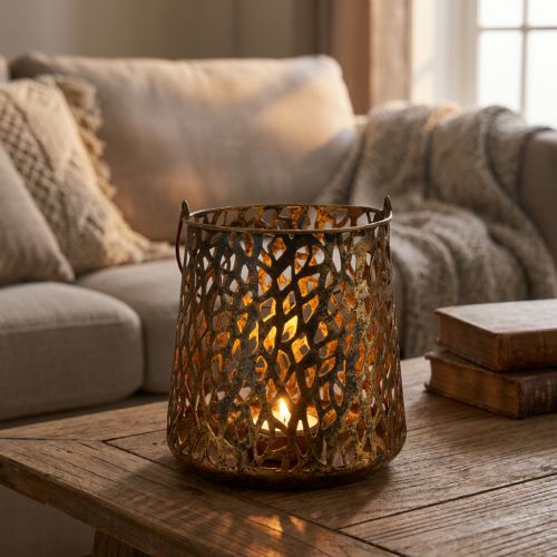 Deco lanterna decoração de mesa suporte tealight ouro antigo 14,5 cm | Floristik24.pt