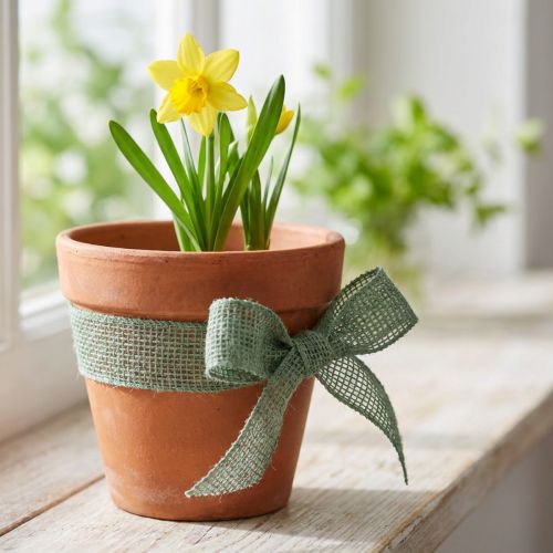 Itens Fita de juta, fita de rede, fita decorativa, juta, verde sálvia, 5 cm de largura, 40 m de comprimento