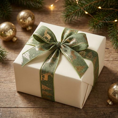Fita para presente verde ouro fita de Natal veado 25mm 15m | Floristik24.pt