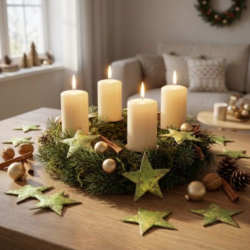 Decoração dispersa estrelas de Natal verde coco Ø5cm 50 unidades | Floristik24.pt