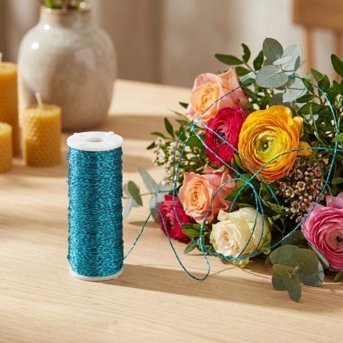 Fio decorativo turquesa com efeito bouillon Ø0,30mm 140m para artesanato em joias | Floristik24.pt