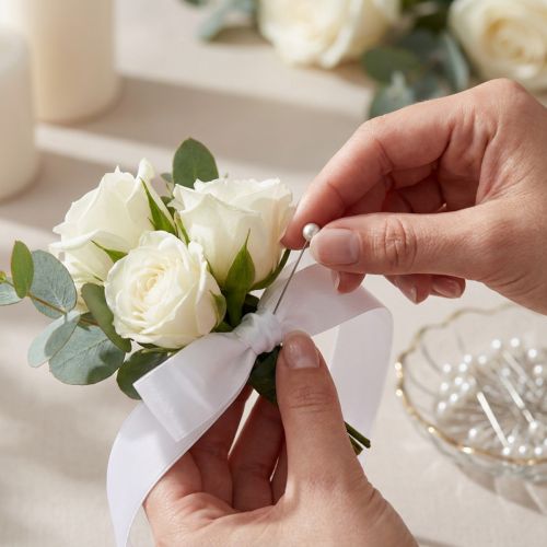 Alfinetes com cabeça de pérola Ø6mm 65mm Branco | Floristik24.pt