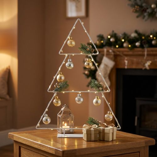 Árvore de natal metal branca para ficar em pé e decorar 41cm | Floristik24.pt