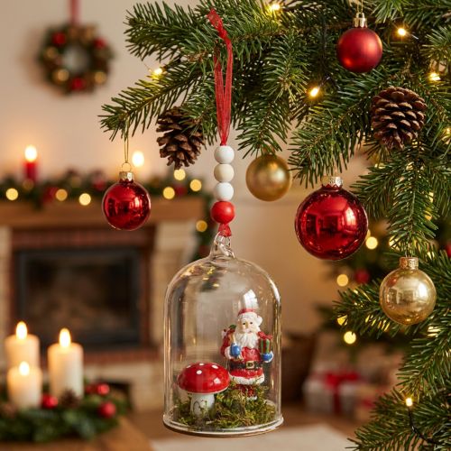 Sino de vidro de decoração de Natal para pendurar 10cm | Floristik24.pt