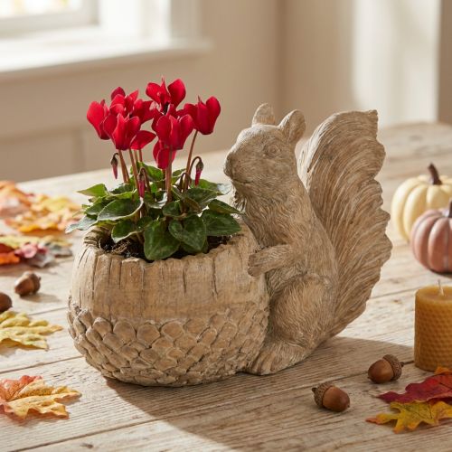 Itens Vaso com decoração em pedra fundida de esquilo 26×14×19cm