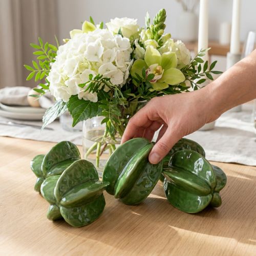 Conjunto de 3 peças de decoração em cerâmica com carambola, 10 cm, verde. | Floristik24.pt