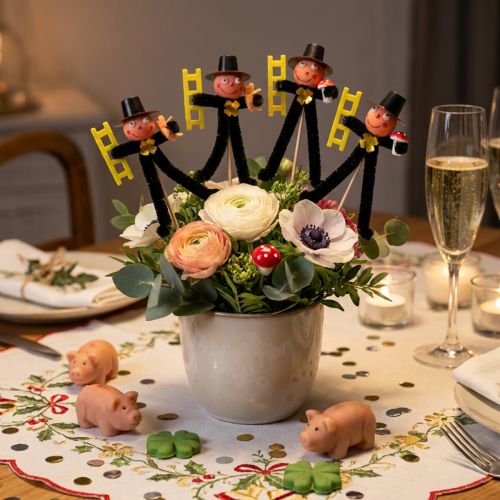 Decoração de estaca de flor para limpador de chaminés, amuleto da sorte para a véspera de Ano Novo, 17 cm, 24 peças | Floristik24.pt