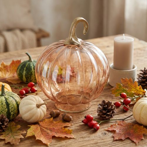 Decoração de abóbora em vidro decoração de mesa em vidro abóbora laranja Ø14cm H18cm | Floristik24.pt