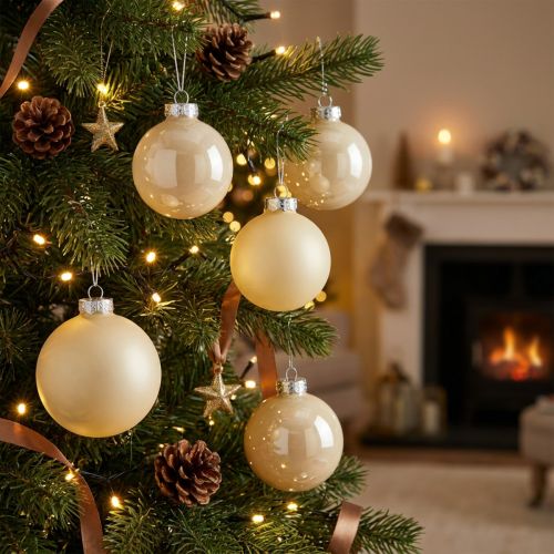 Bolas de árvore de Natal de vidro Bolas de Natal mistura de creme Ø6cm 24 unid. | Floristik24.pt