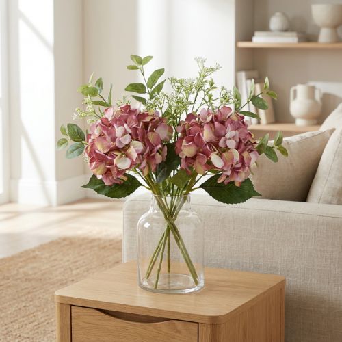 Hortênsia Artificial Grande Rosa Malva Ø15cm L58cm 2pcs | Floristik24.pt