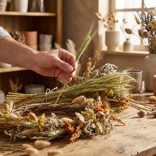 Kit de flores secas para decoração DIY, ideal para buquês e coroas de flores secas (60 cm) – Decoração duradoura para casas de campo. | Floristik24.pt