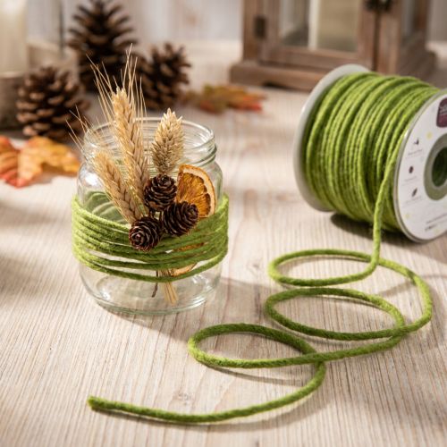 Itens Fio de lã para pavio, cordão de feltro verde musgo 3mm 100m