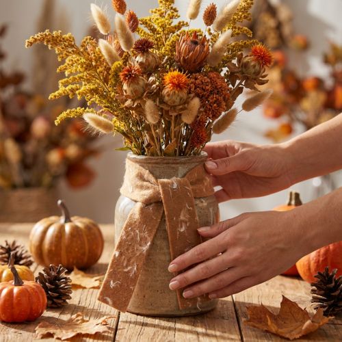 Fita de feltro fita de lã tecido decorativo penas marrons feltro de lã 15cm 5m | Floristik24.pt
