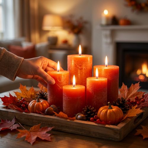 Itens Velas laranja sólidas em tamanhos diferentes
