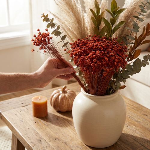 Itens Buquê de flores secas, um charmoso complemento para vasos ou arranjos, 44 cm