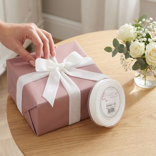 Fita de veludo, fita para presentes, fita decorativa, veludo branco, 20 mm de largura, 10 m de comprimento | Floristik24.pt