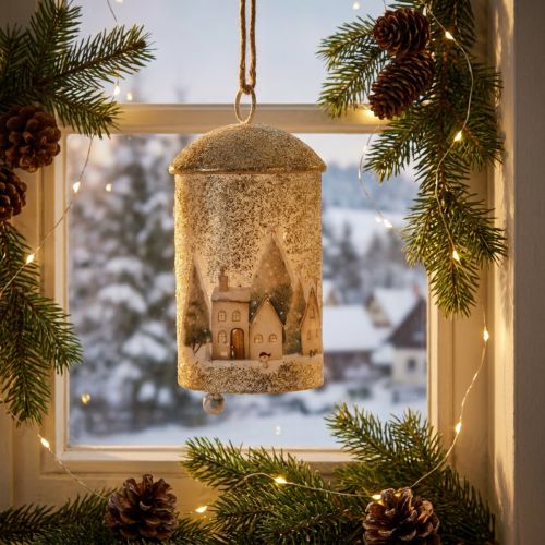 Itens Sino com motivo de vila de inverno para pendurar, 20 cm