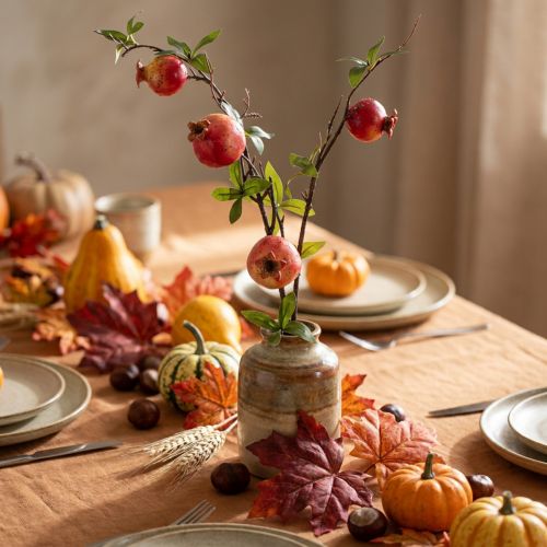 Itens Ramo artificial de romã para decoração de mesa, 68 cm