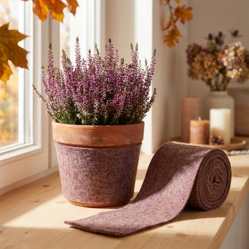Itens Fita de feltro bicolor feita de feltro de lã, 100% lã, roxo/marrom, 15cm x 5m