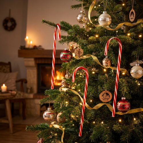 Itens Decoração natalina artificial de bengala doce, 60 cm, 3 peças