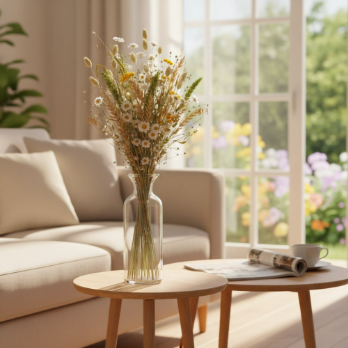 Itens Buquê de flores secas, elegante buquê de flores secas para sala de estar, 50cm