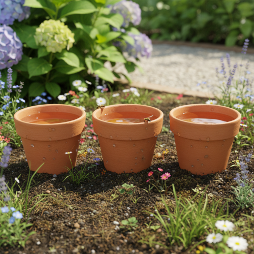 Itens Reservatório de água Aquasafe com bebedouro para insetos, ideal para jardim, varanda e terraço, 12 cm, pacote com 3 peças.