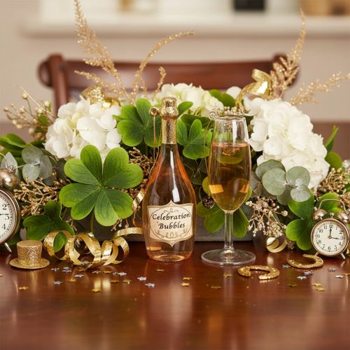 Itens Conjunto de enfeites para árvore de Natal: taça e garrafa de champanhe, decoração natalina, 14 cm, 2 peças