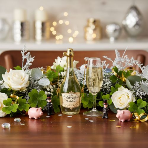Conjunto de pingente com garrafa e taça de champanhe, decoração para árvore de Natal, 14 cm, 2 peças | Floristik24.pt